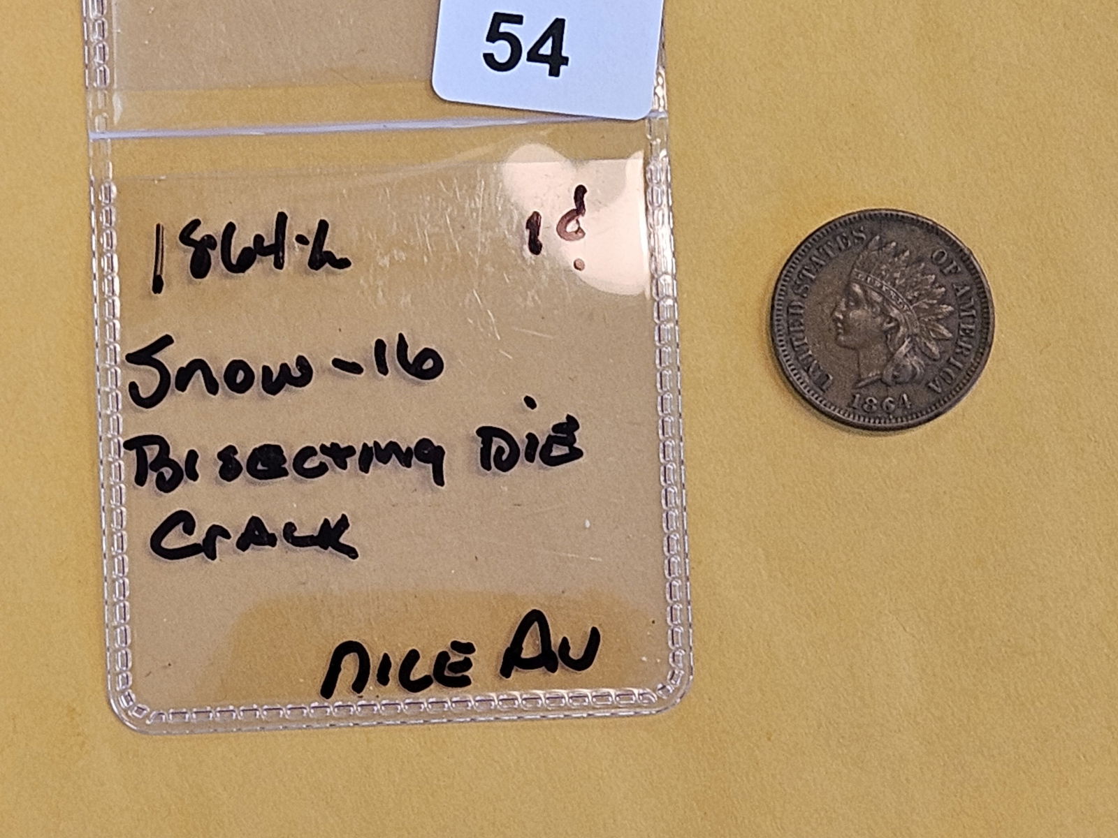 * Variety! 1864-L Indian Cent in About Uncirculated plus - 2