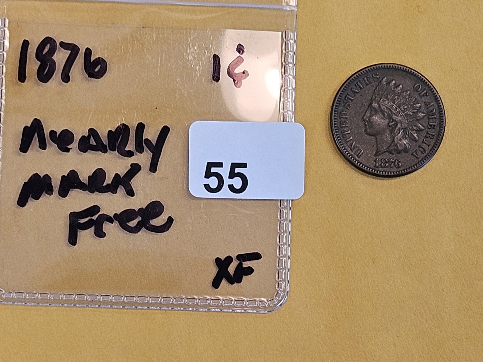 Better Date 1876 Indian Cent in Extra Fine plus - 2