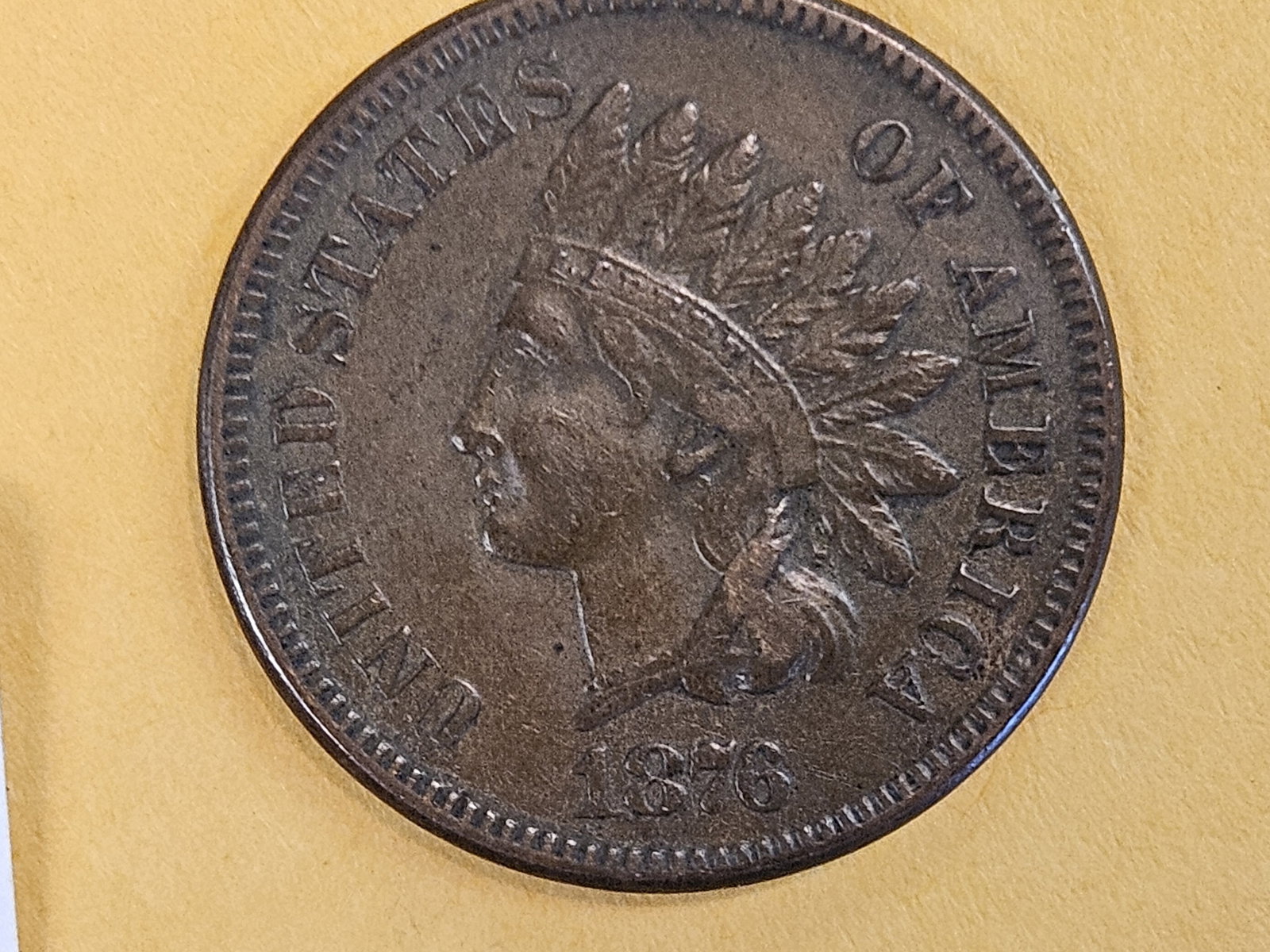 Better Date 1876 Indian Cent in Extra Fine plus - 3