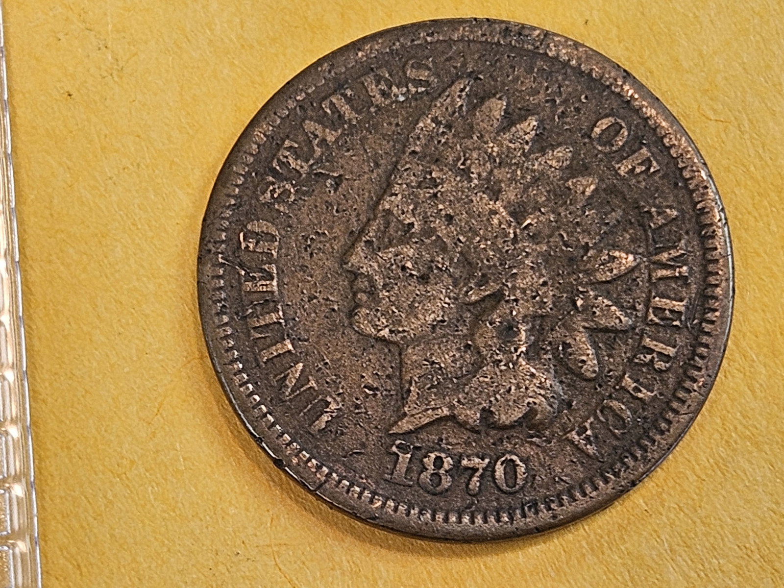 Semi-key 1870 Indian Cent: In Very Good - details 