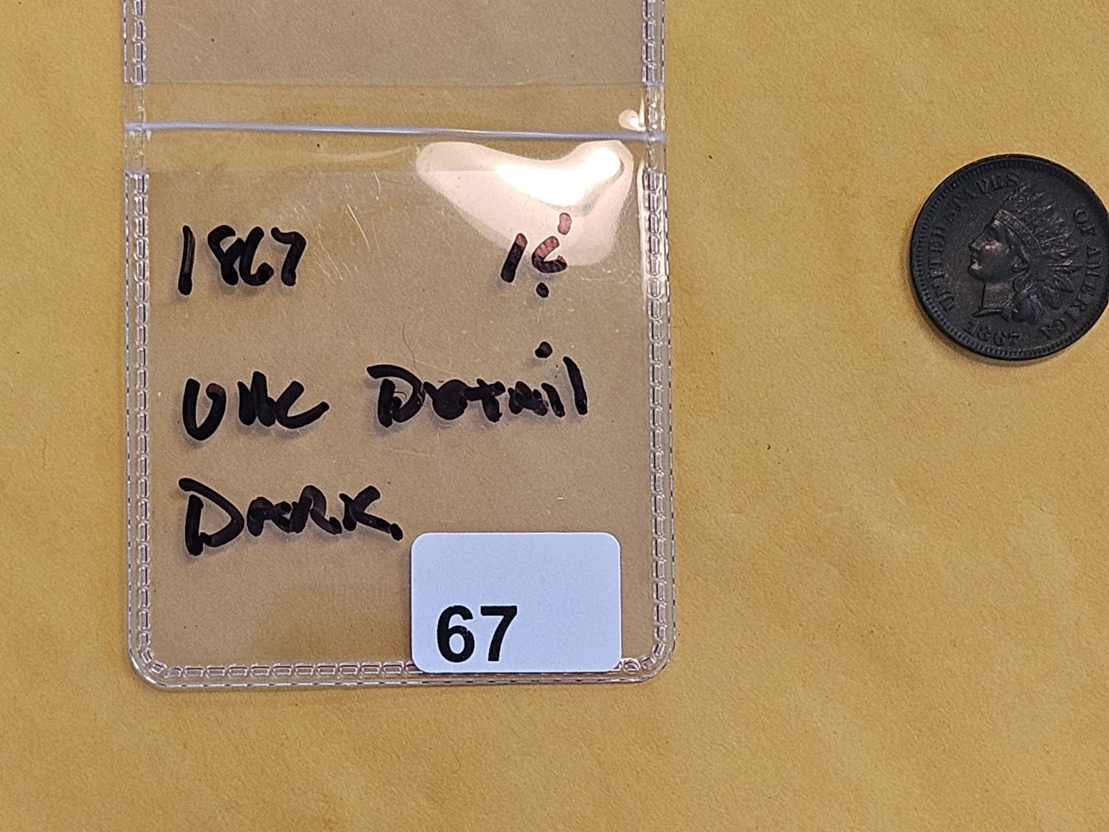 * Semi-Key 1867 Indian cent in Choice Uncirculated - 2
