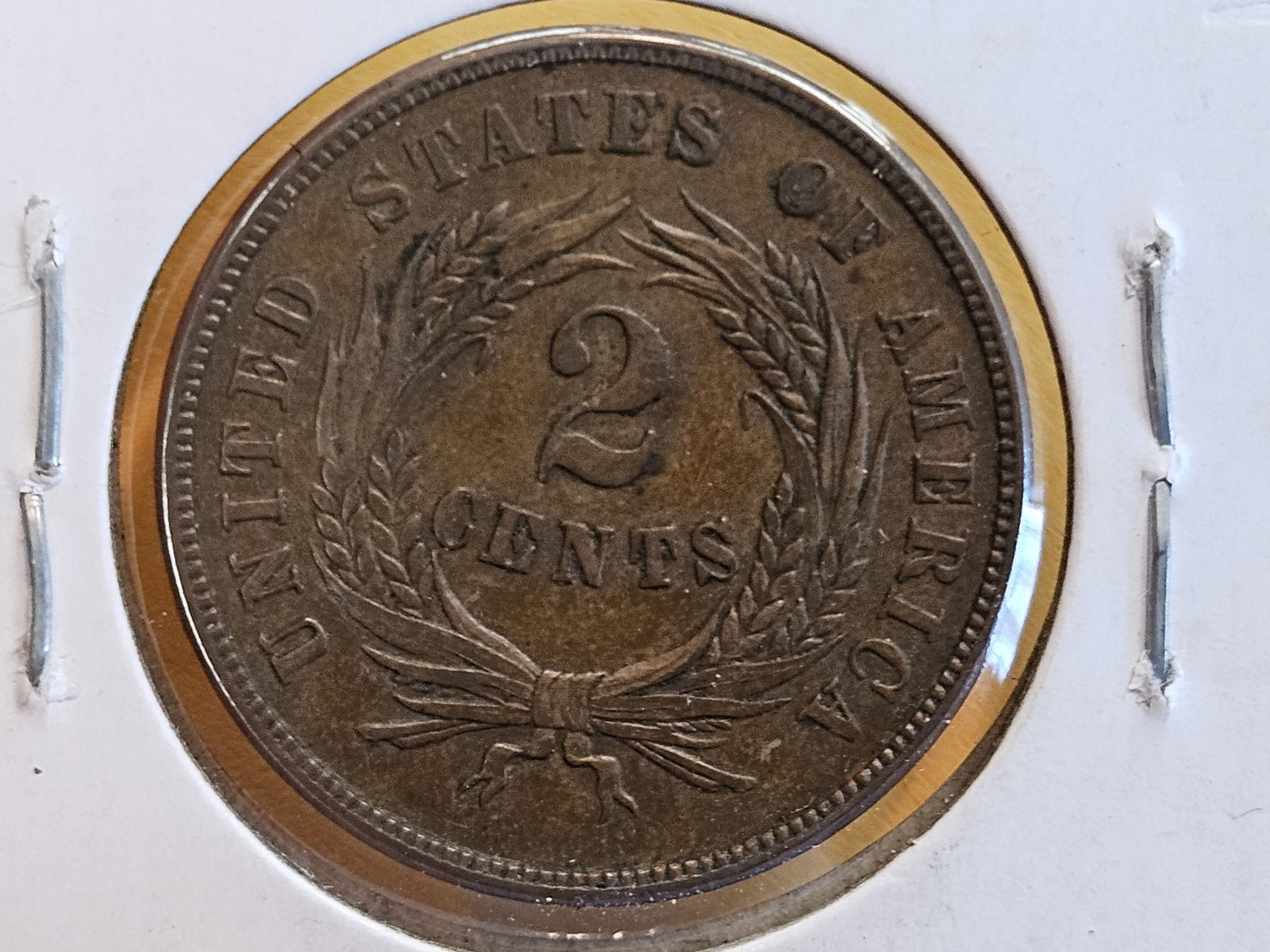 Nicer 1865 Two Cent piece in About Uncirculated plus - 6