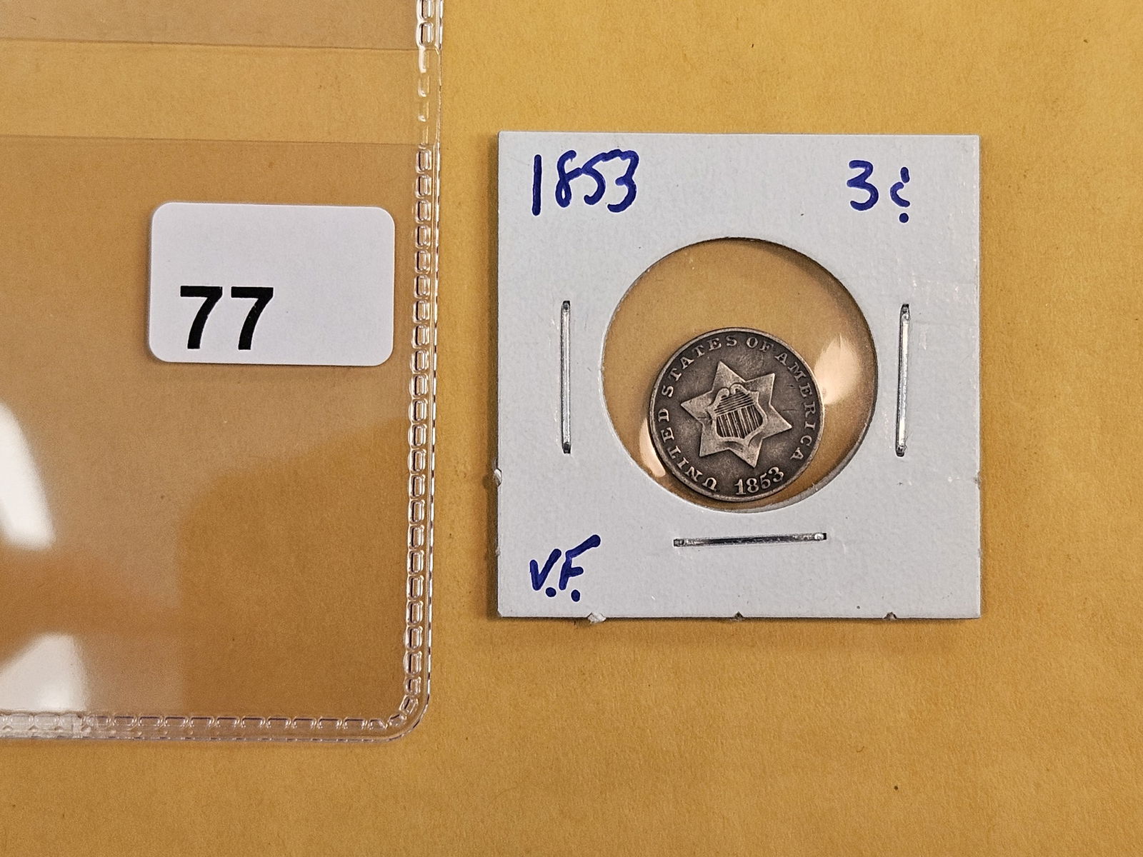 1853 Three Cent silver Trime - 2