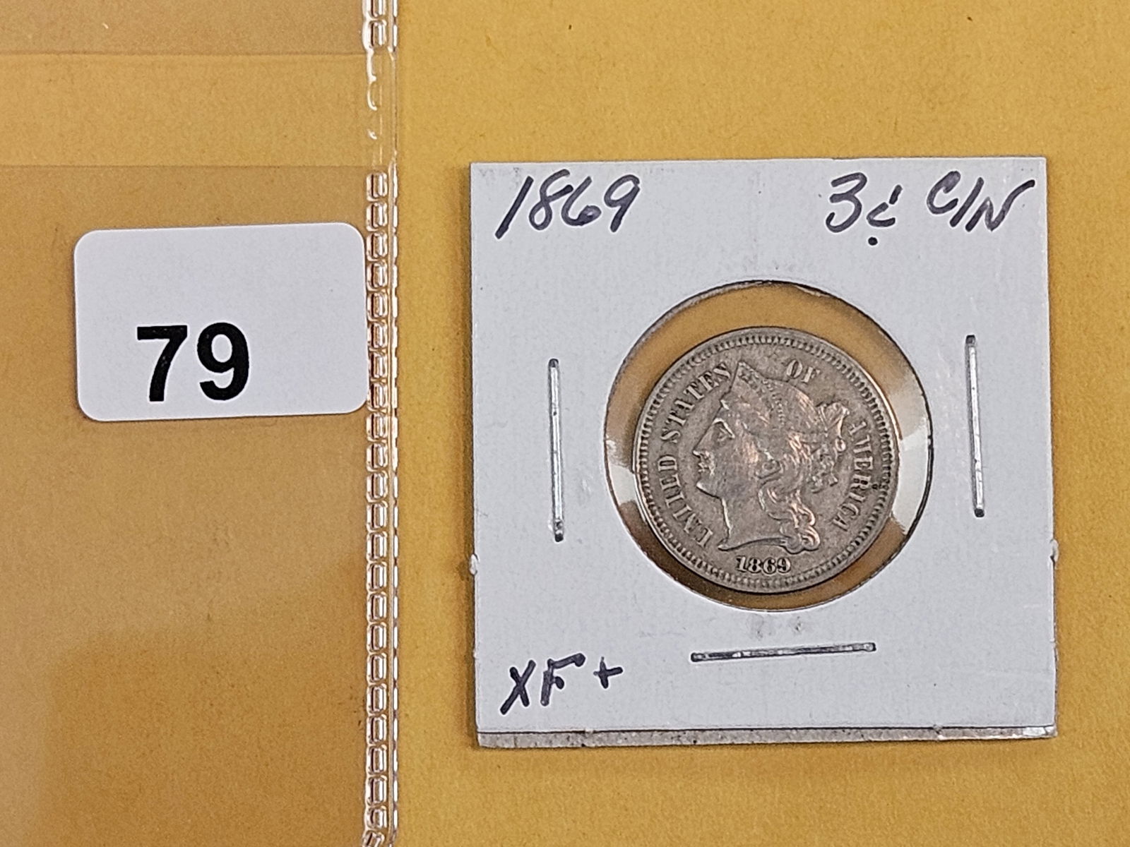 1869 Three Cent Nickel in Extra Fine plus - 2