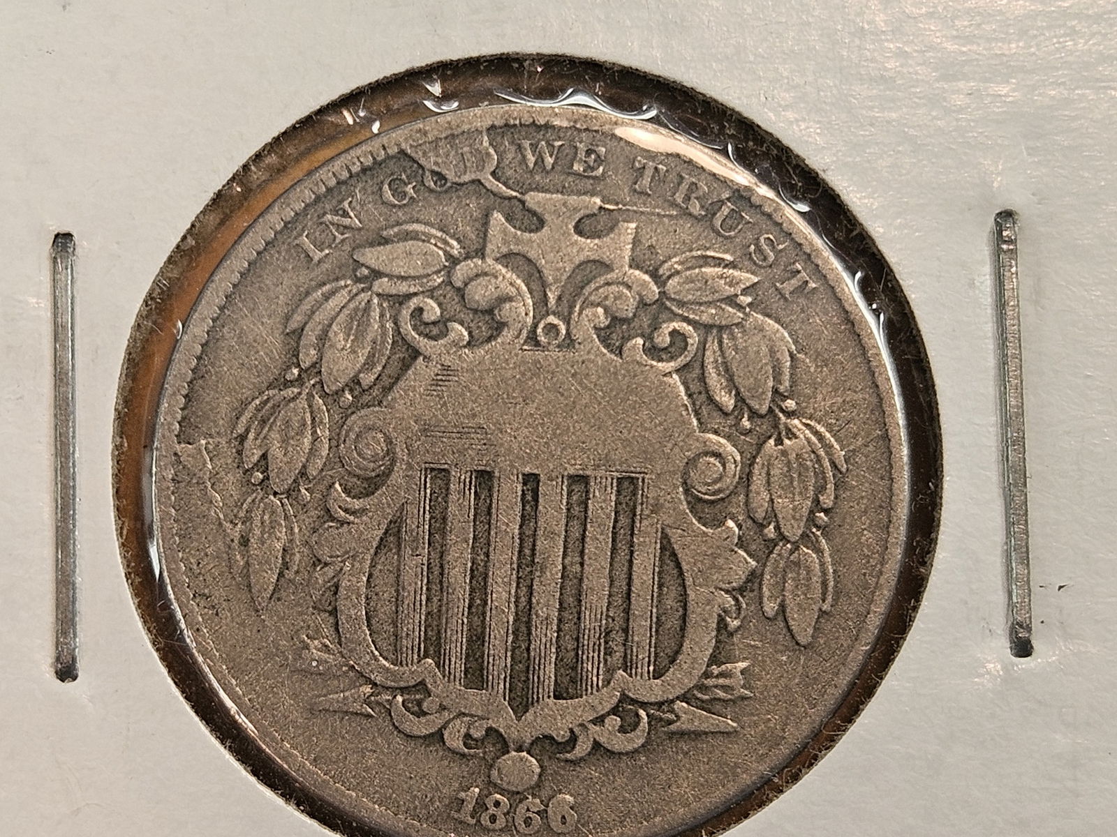 1866 with Rays and Arrows Shield Nickel - 2