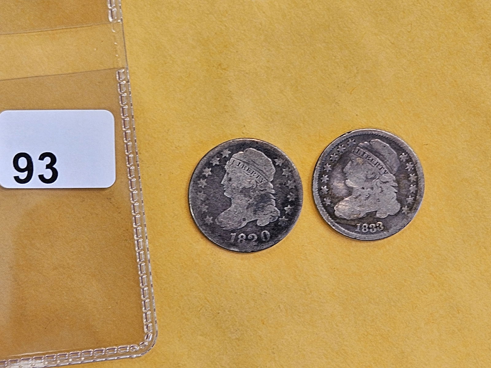 1820 and 1833 Capped Bust silver Dimes - 2