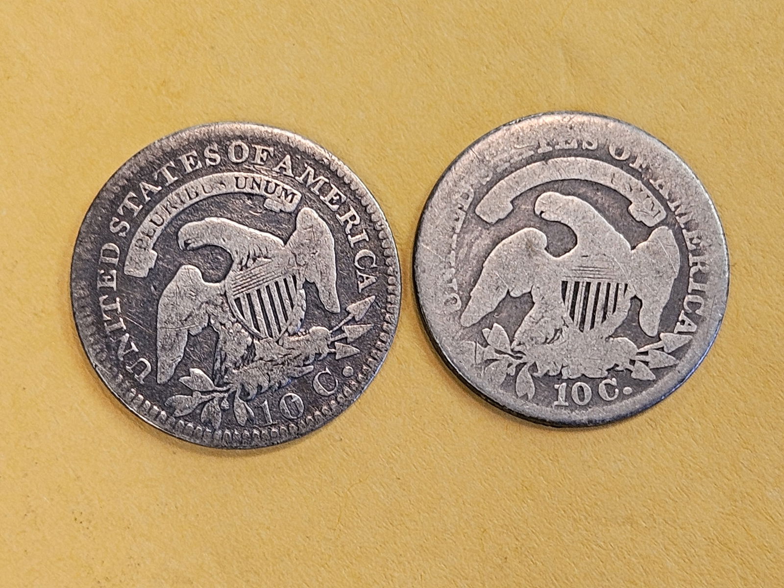 1820 and 1833 Capped Bust silver Dimes - 3