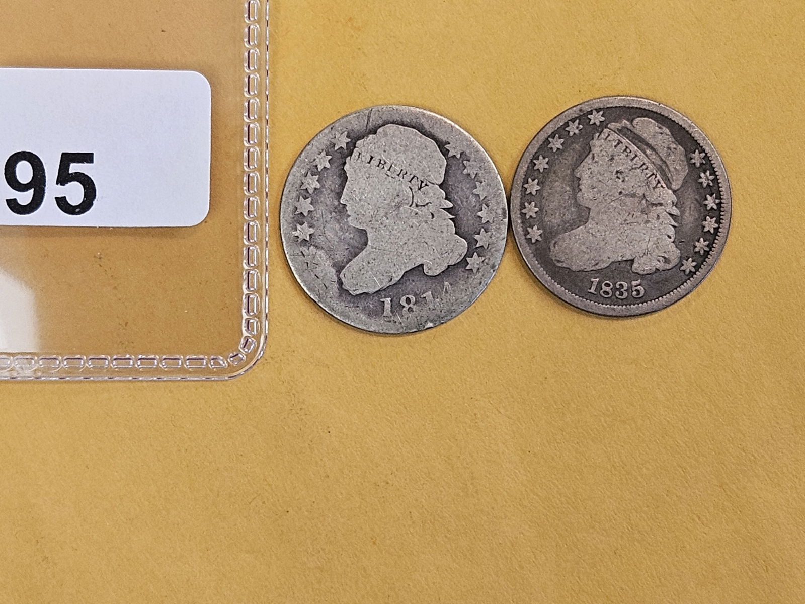 Better Date 1814 and 1835 Capped Bust silver dimes - 2