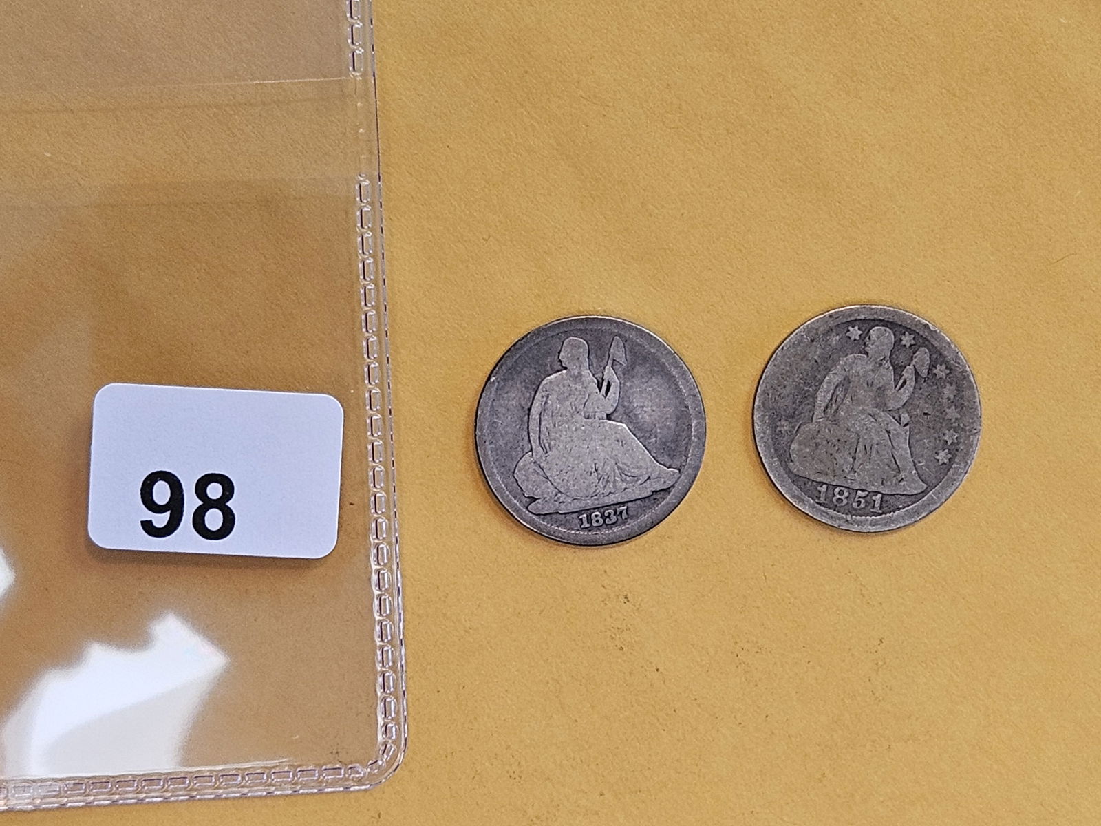 Two little better date Seated Liberty silver Dimes - 2