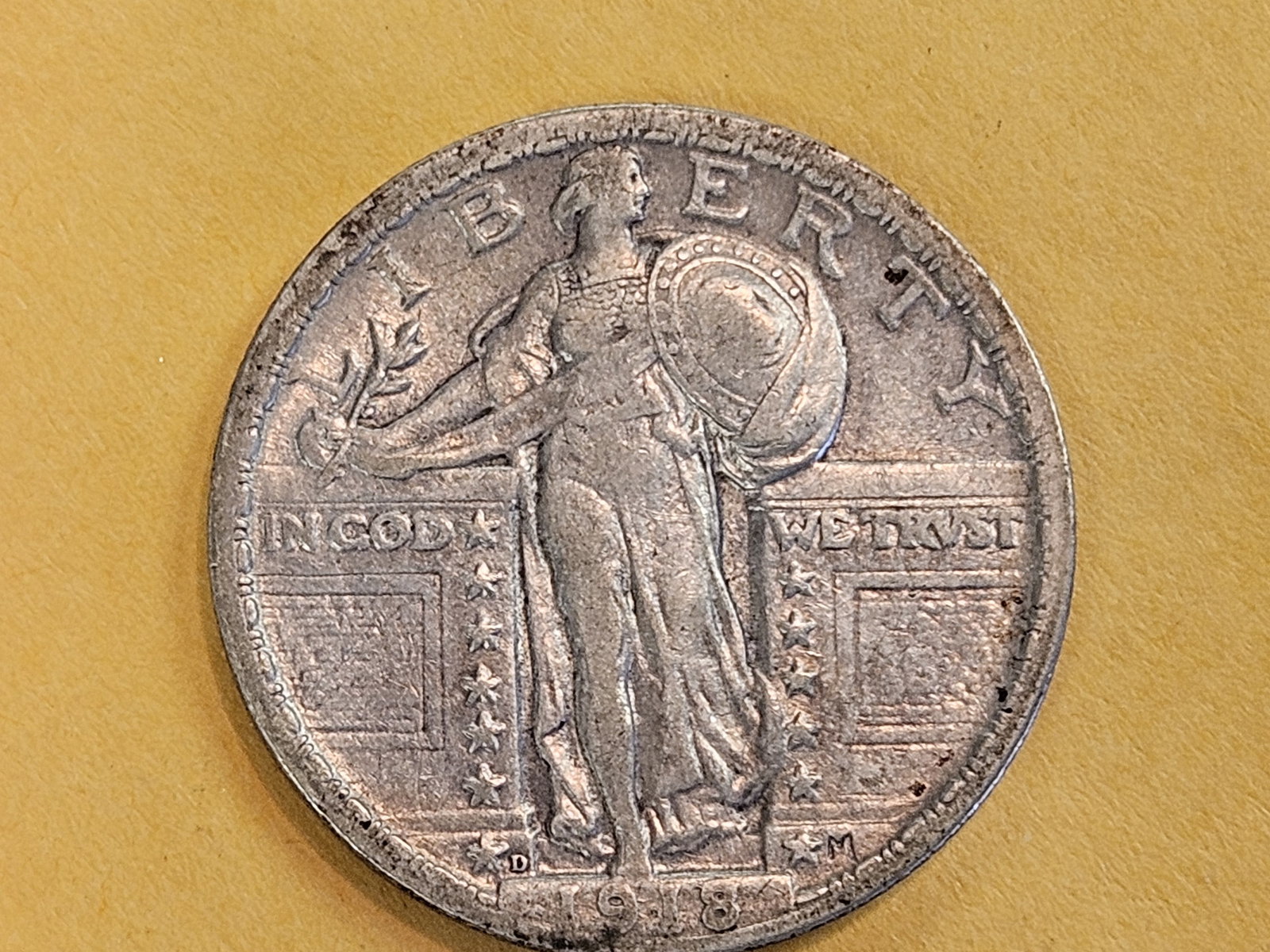 Better 1918-D Standing Liberty silver Quarter: In Very Fine - 30 