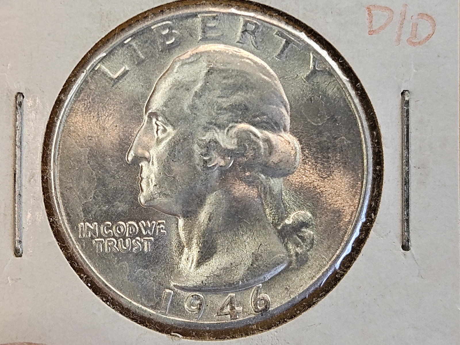 GEM Brilliant Uncirculated 1946-D/D silver Washington Quarter - 4