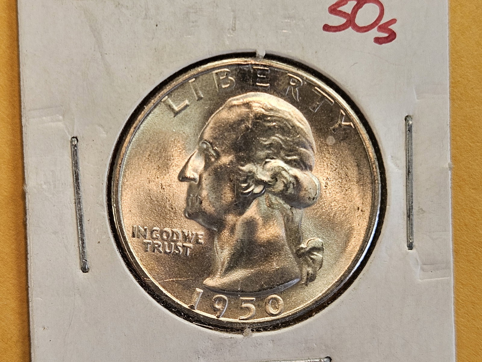 GEM Brilliant Uncirculated 1950-S silver Washington Quarter: Great luster