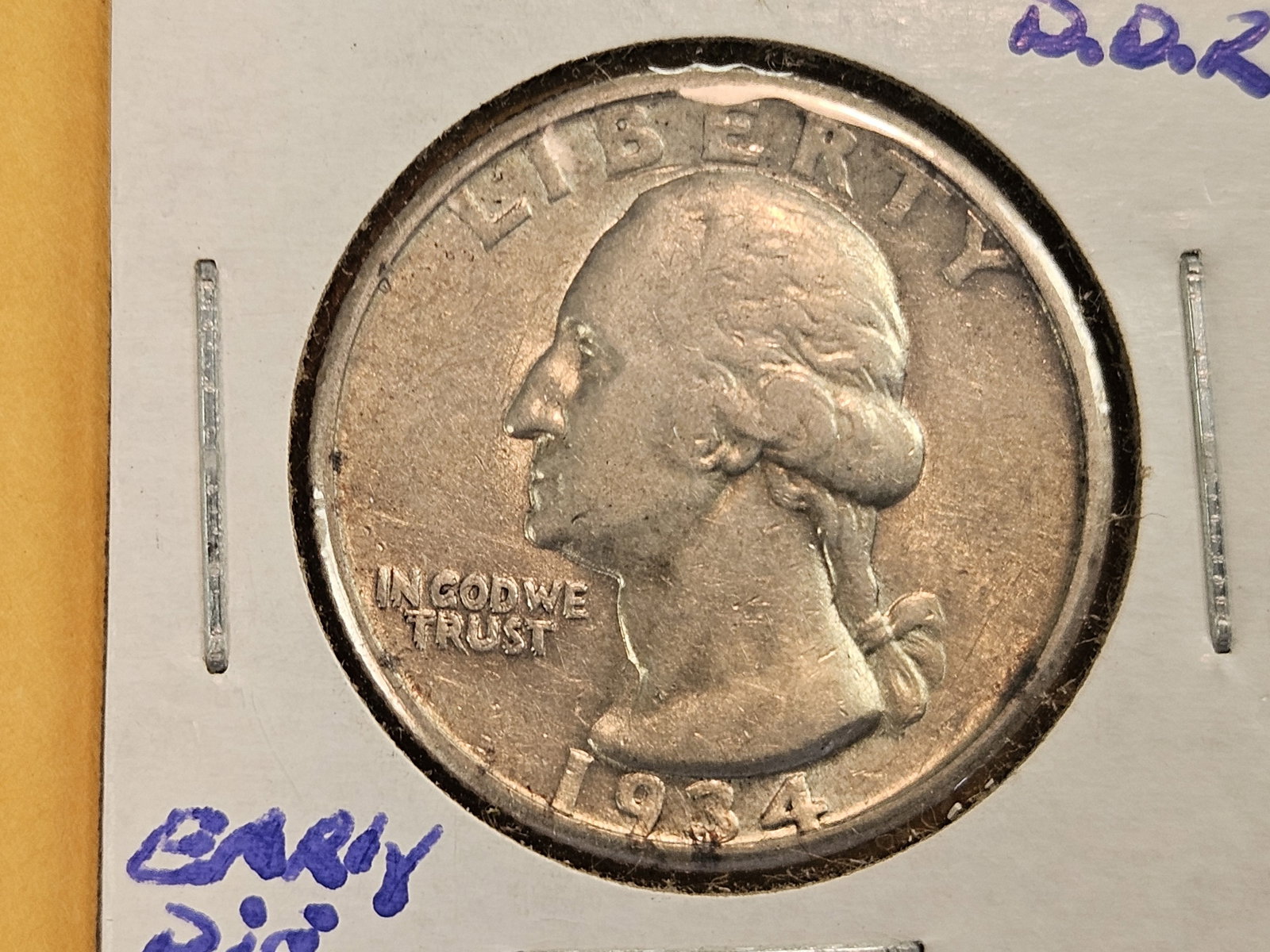 * KEY VARIETY! 1934 Washington Quarter in Extra Fine - 2