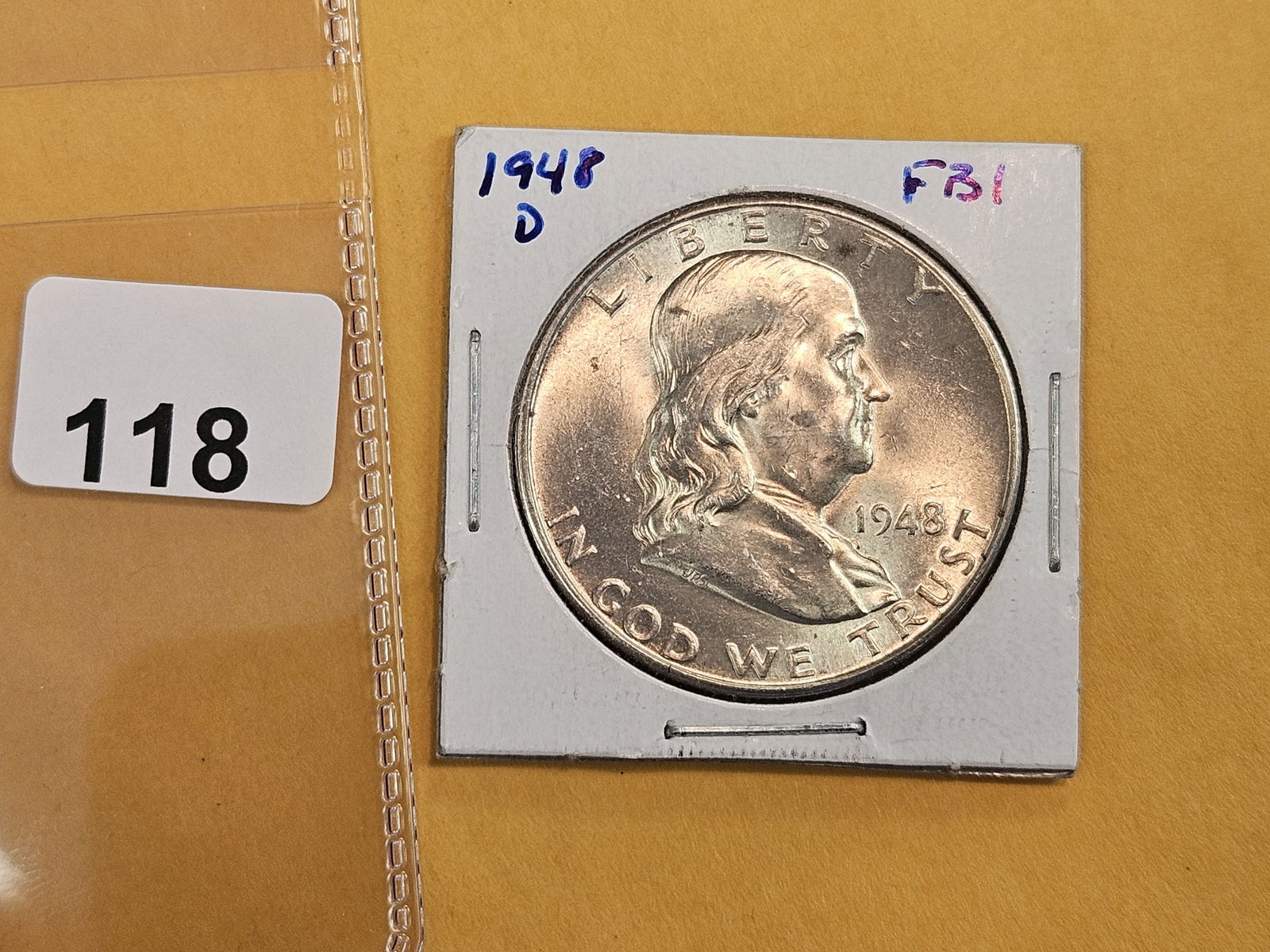 Very Choice Brilliant Uncirculated 1948-D Franklin Half Dollar FBL - 2