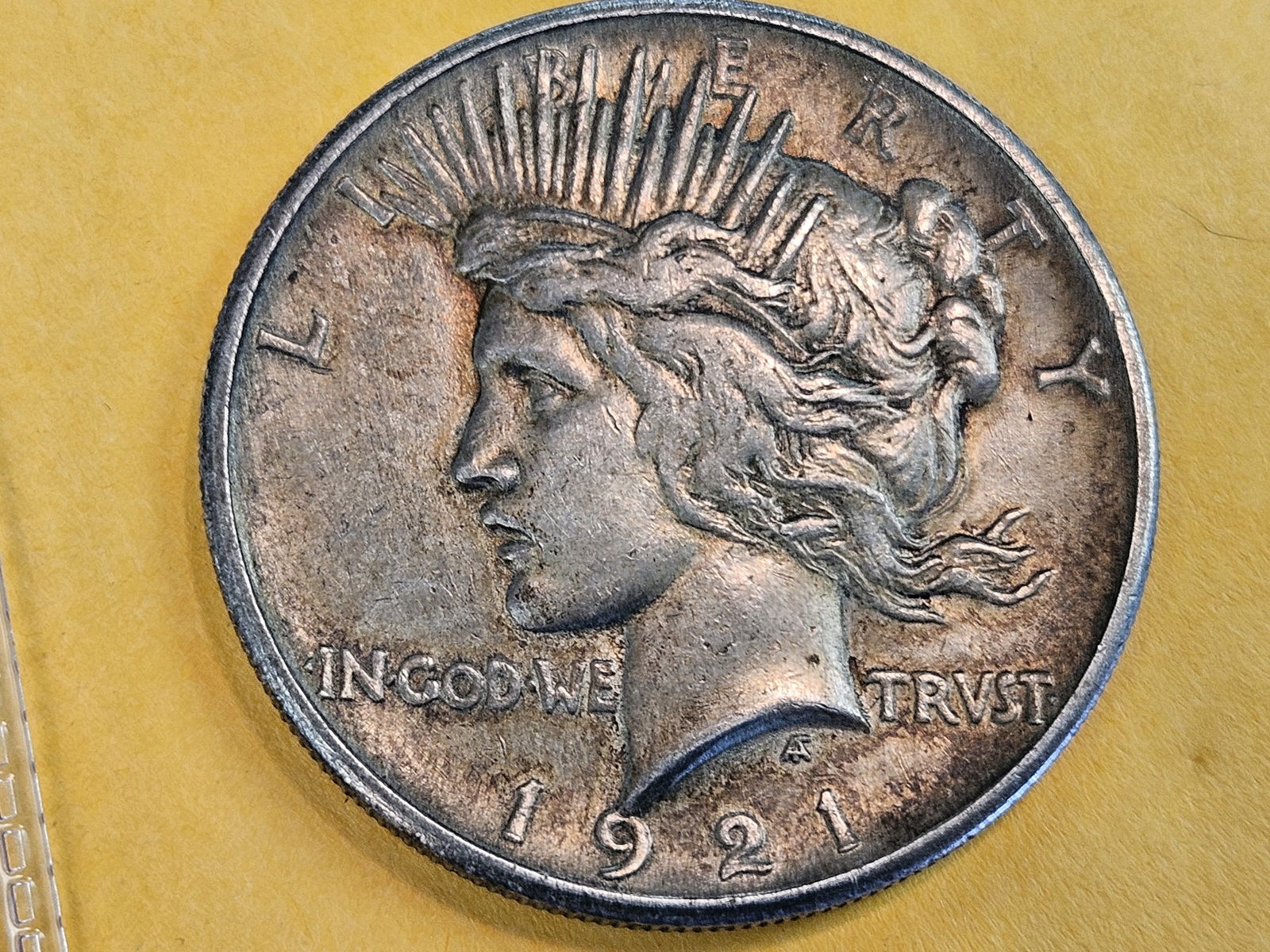 ** KEY DATE ** 1921 Peace silver Dollar in About Uncirculated - 3