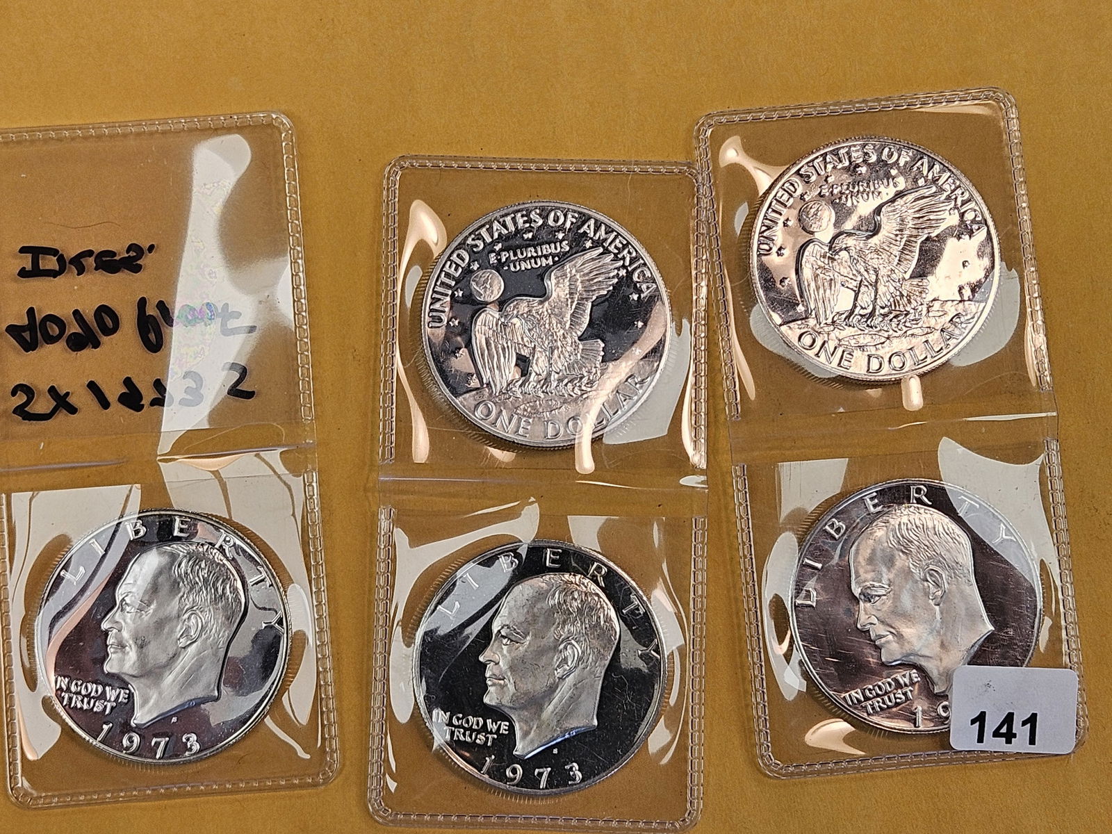 FIVE GEM Proof Deep Cameo SILVER 1973-S Eisenhower Dollars - 2