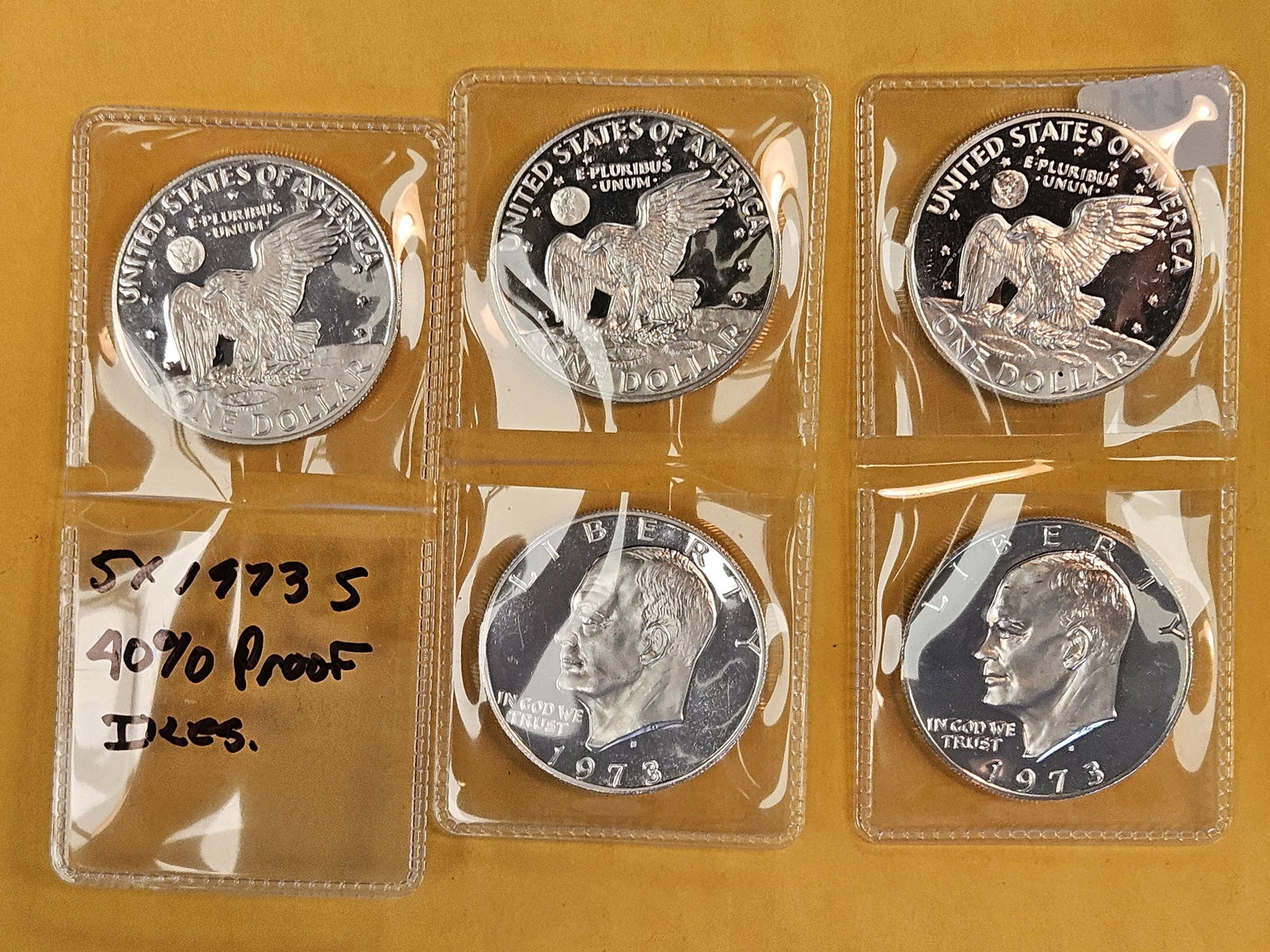 FIVE GEM Proof Deep Cameo SILVER 1973-S Eisenhower Dollars - 3