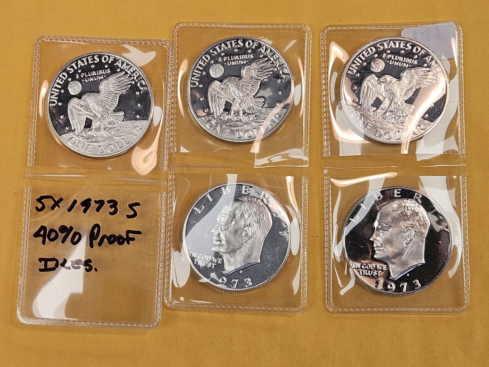 FIVE GEM Proof Deep Cameo SILVER 1973-S Eisenhower Dollars - 4