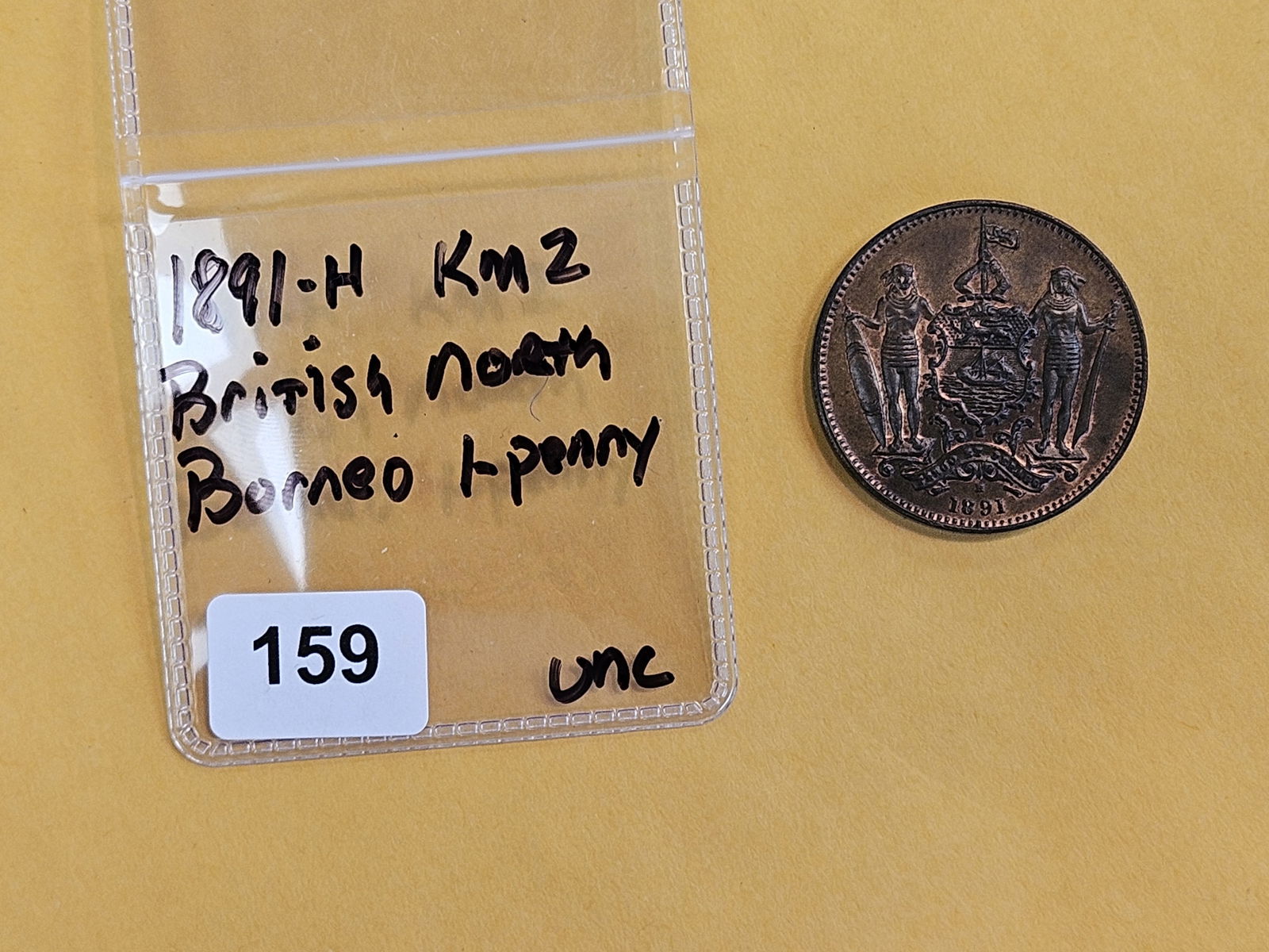 Choice Uncirculated Red-Brown 1891-H British North Borneo 1 penny - 2