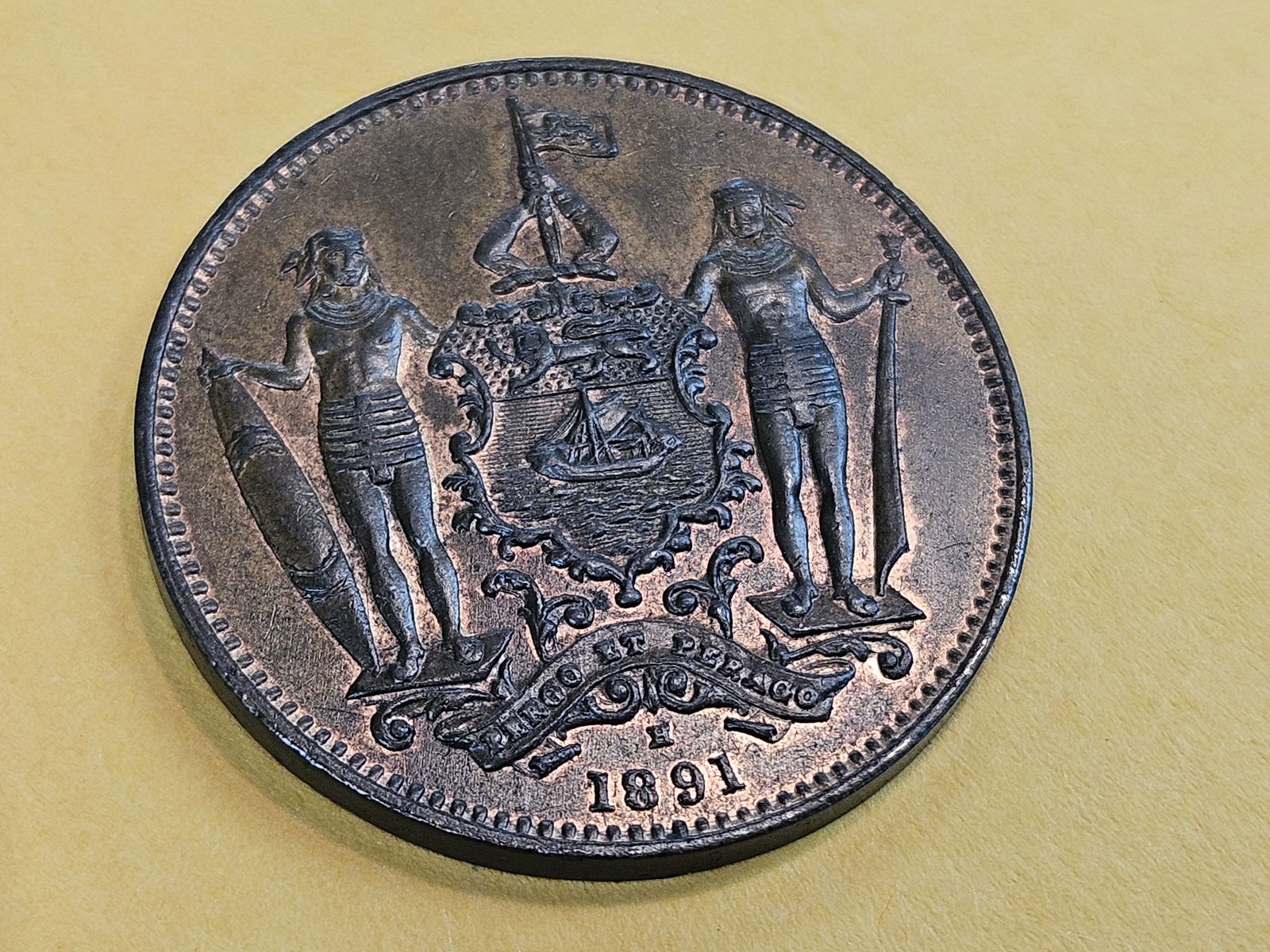 Choice Uncirculated Red-Brown 1891-H British North Borneo 1 penny - 3