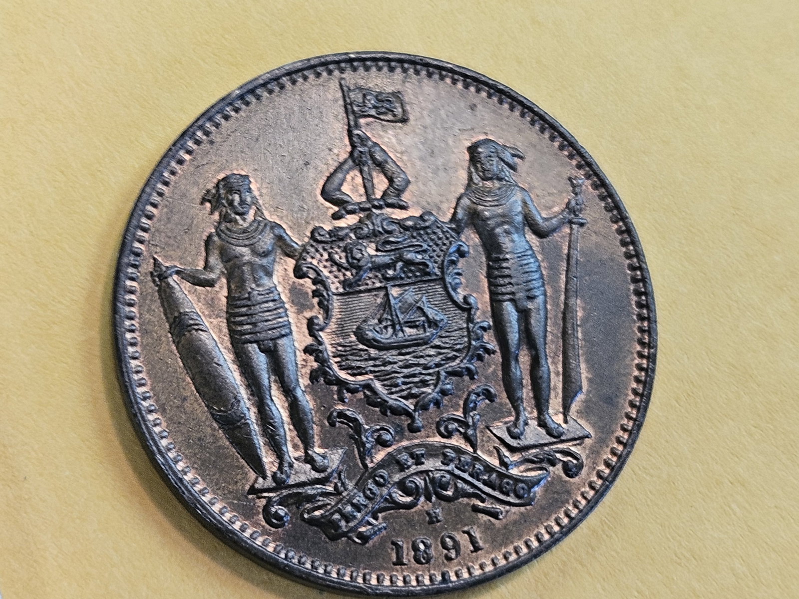 Choice Uncirculated Red-Brown 1891-H British North Borneo 1 penny - 5