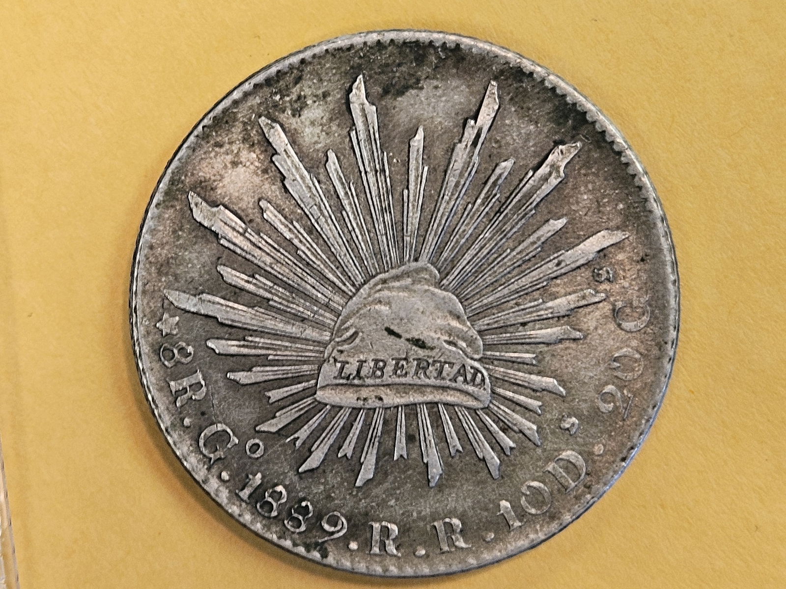 * Nice, About Uncirculated 1889 Go RR Mexico silver 8 reals - 3