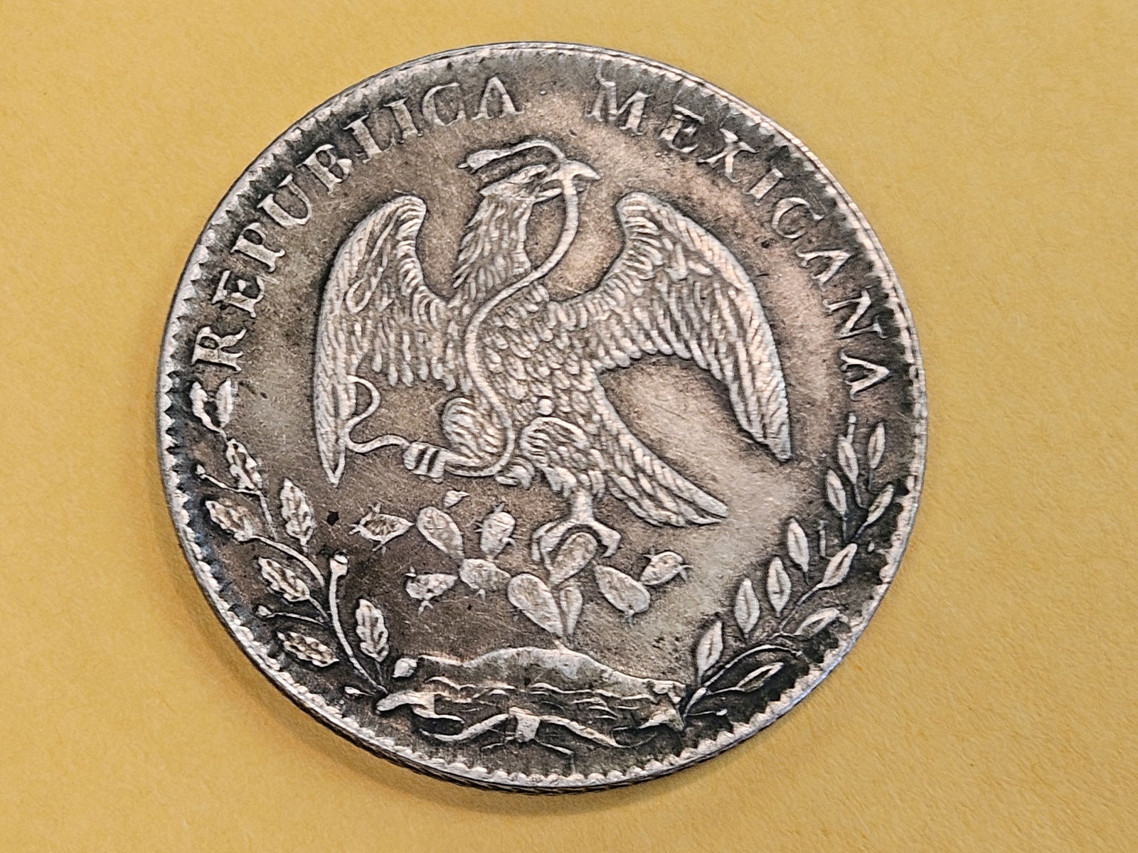 * Nice, About Uncirculated 1889 Go RR Mexico silver 8 reals - 4