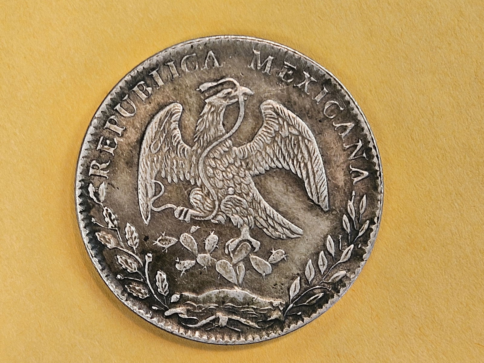 * Nice, About Uncirculated 1889 Go RR Mexico silver 8 reals - 5