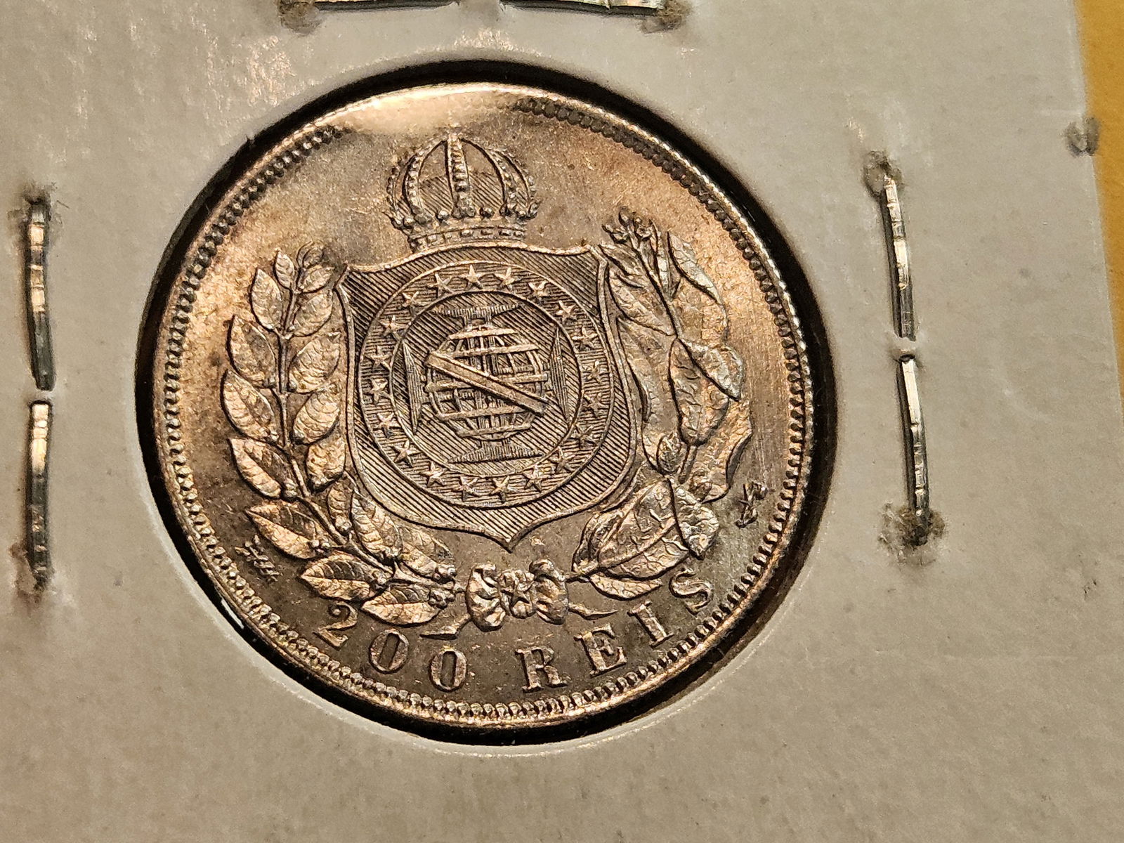 GEM Brilliant Uncirculated 1867 Brazil 200 reis - 7