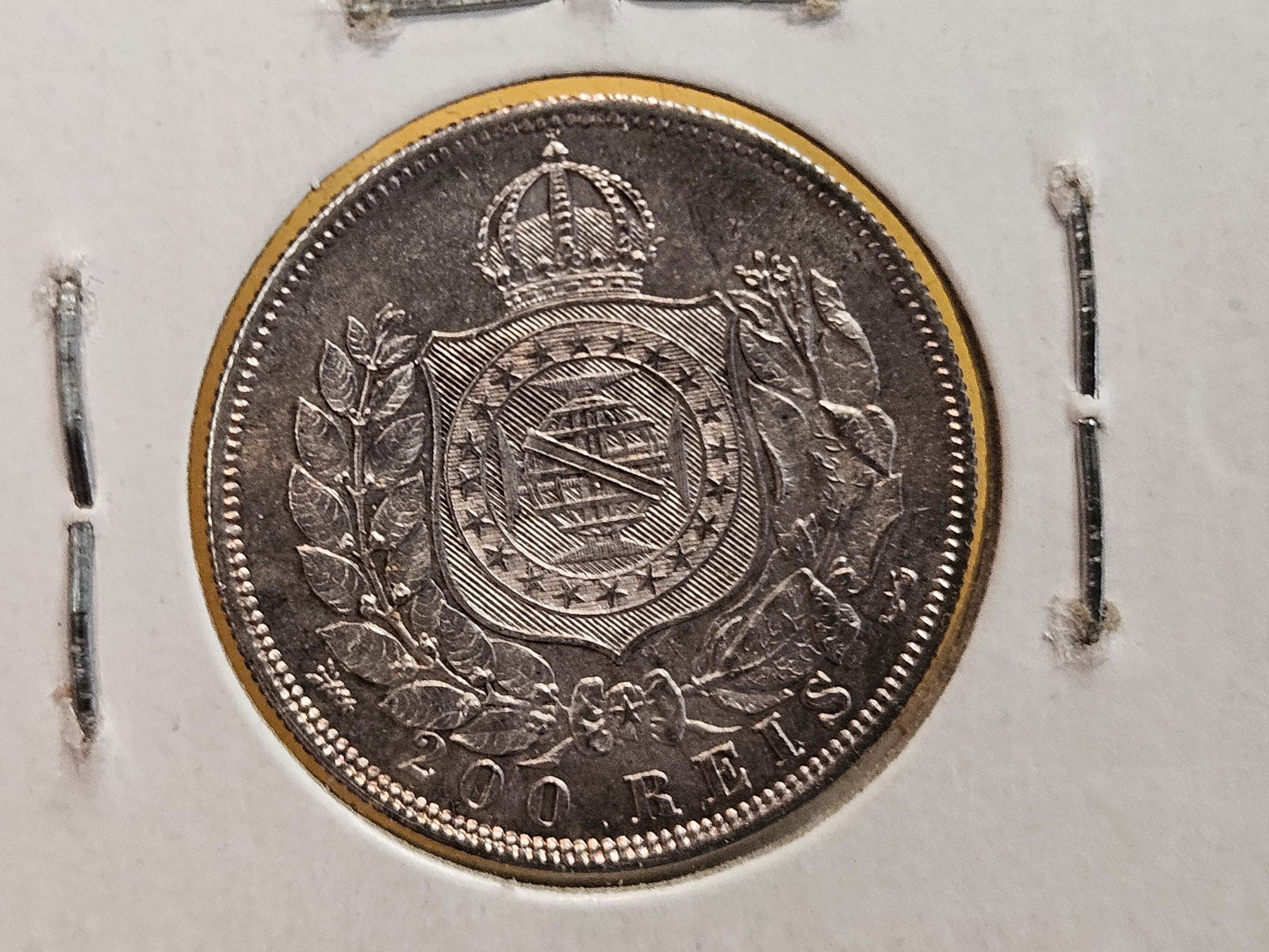 GEM Brilliant Uncirculated 1867 Brazil 200 reis - 9