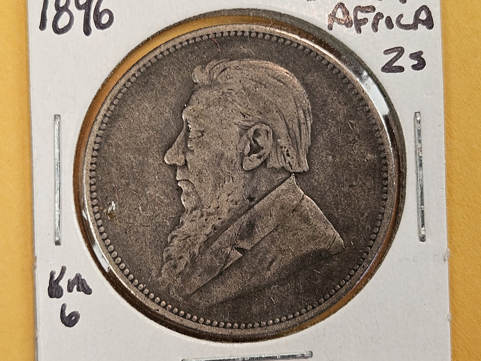 1896 South Africa silver 2 shillings: KM 6 
