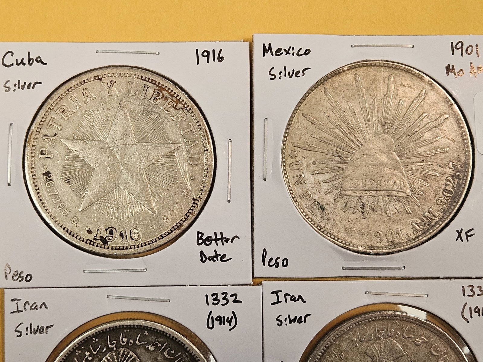 Four nice, Crown-Sized, Silver, World coins - 2