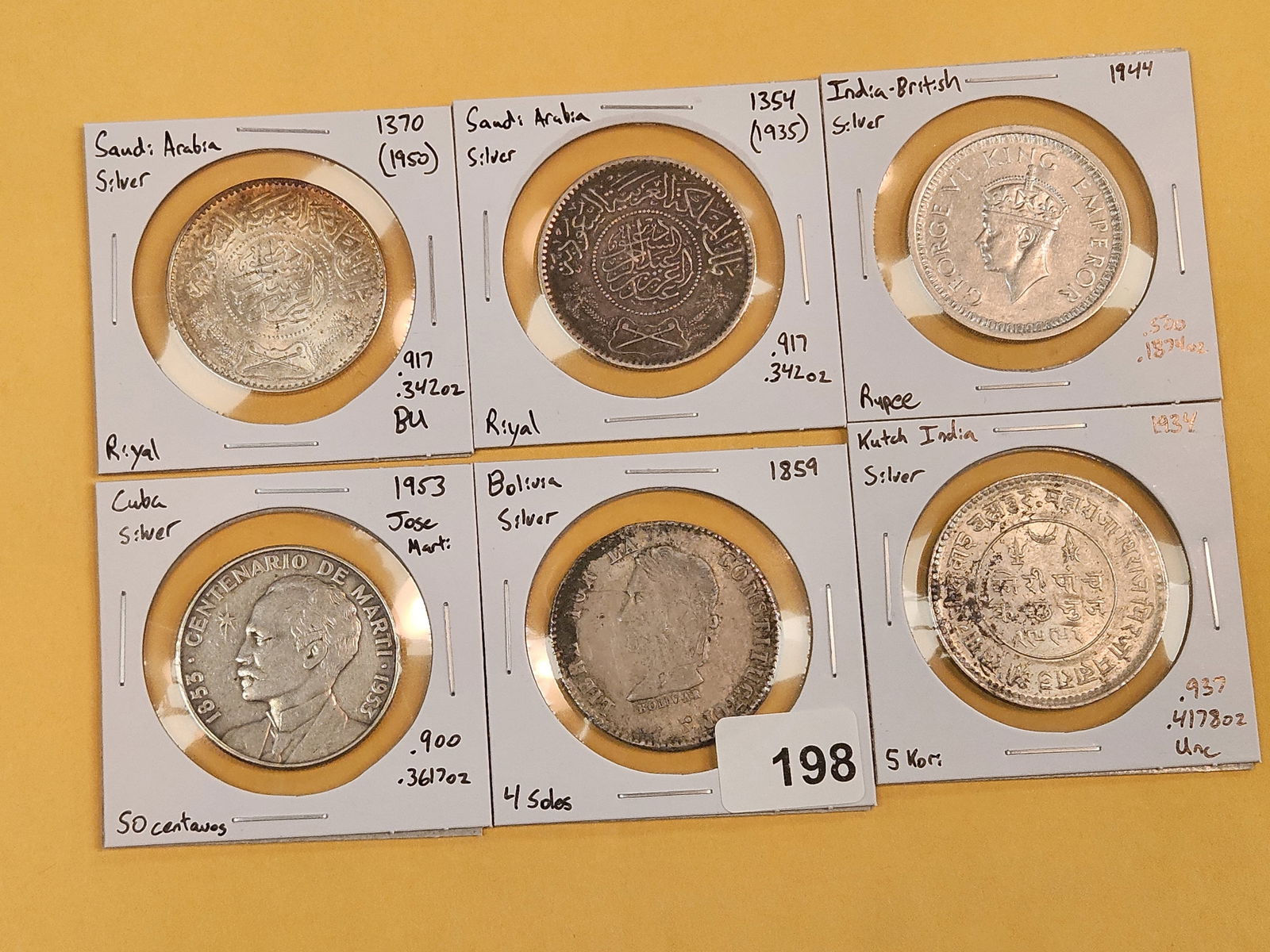 Six nice, mixed, silver, World Coins - 2