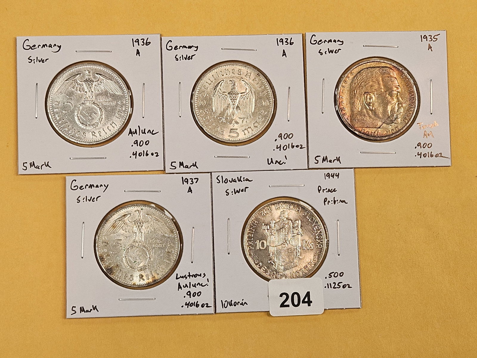 Five nice, mixed, silver, World Coins - 2