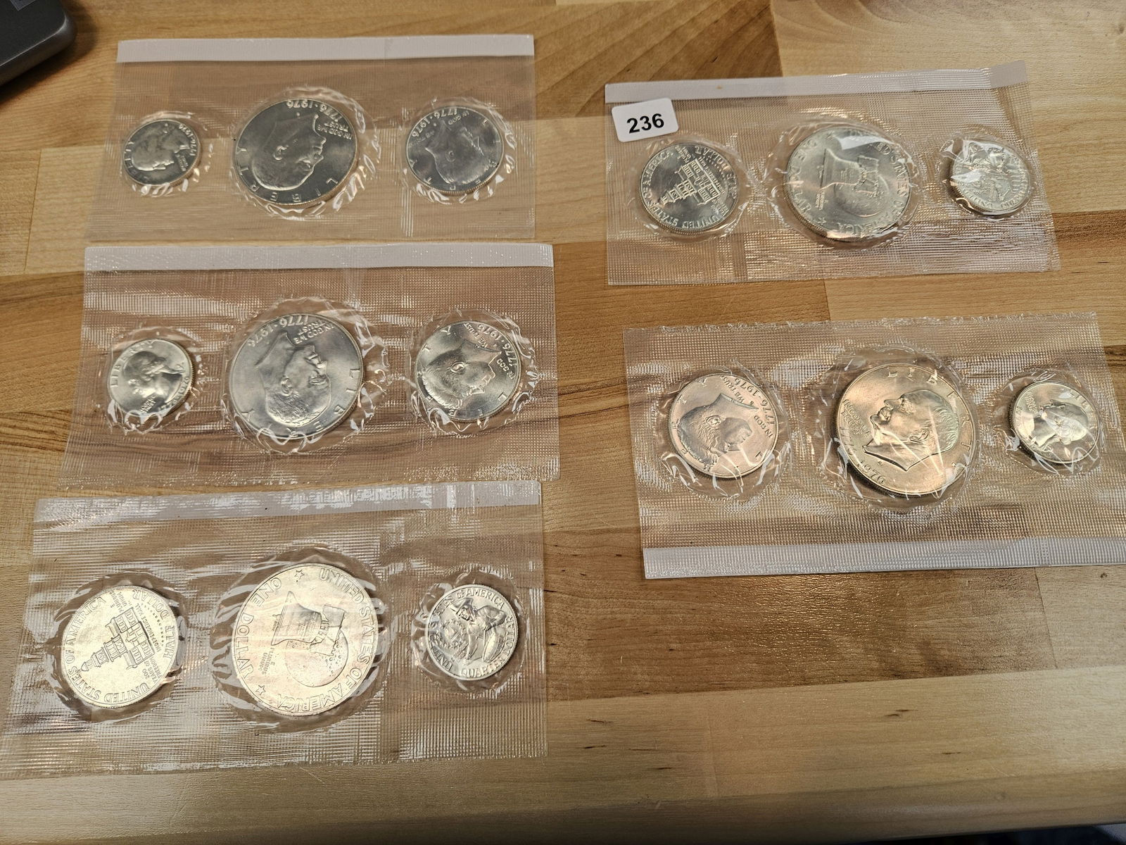 Five GEM Brilliant Uncirculated Silver 3-Coin Bicentennial Sets - 2