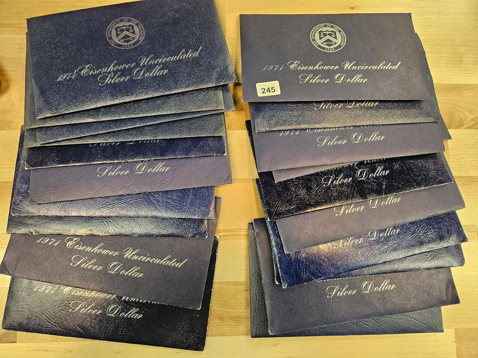 TWENTY mixed, SILVER, GEM Brilliant Uncirculated Eisenhower Dollars: SILVER Blue IKES! All in original GSA Flat packs. All in OGP