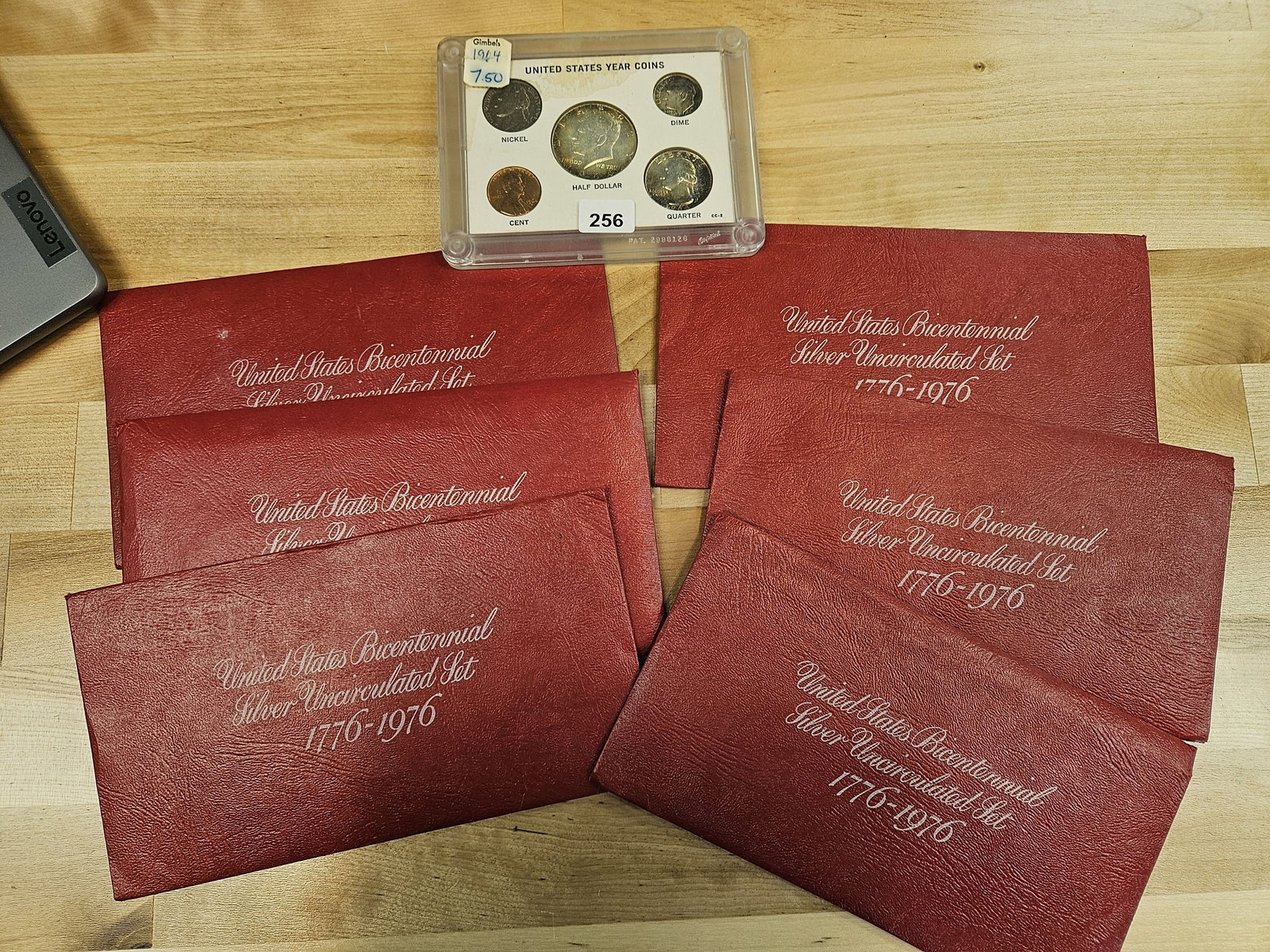 SIX GEM Brilliant Uncirculated Silver 3-Coin Bicentennial Sets: AND….a BU 1964 US Year Coin Set
