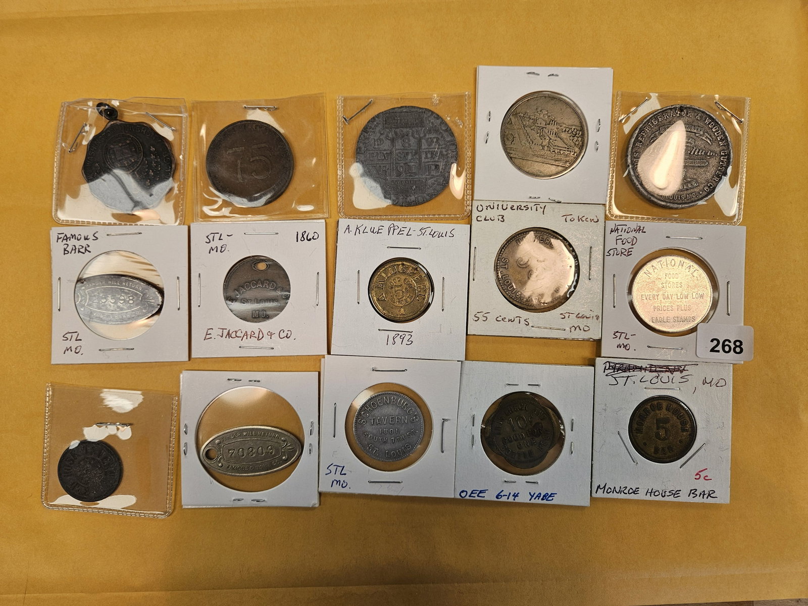 Fifteen cool tokens: Includes a Rare St Louis Lu-Mi-Num token from 1894! 