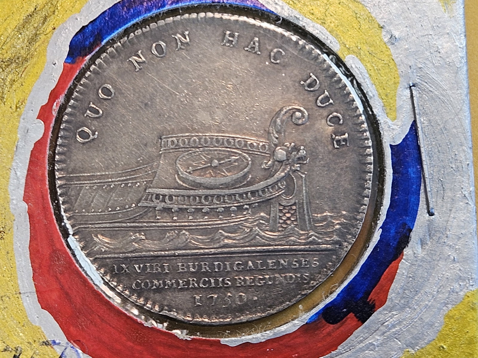 Rare! 1750 silver French Token in Choice About Uncirculated - 4