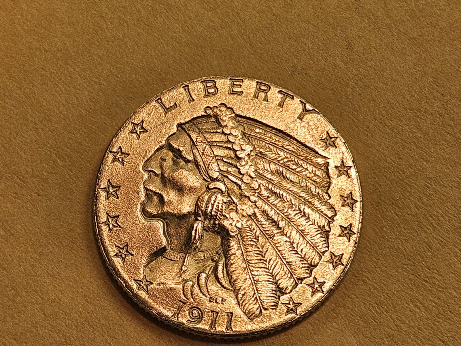 GOLD! Brilliant About Uncirculated plus 1911 Gold Indian Head $2.5 Dollars (1 of 5)