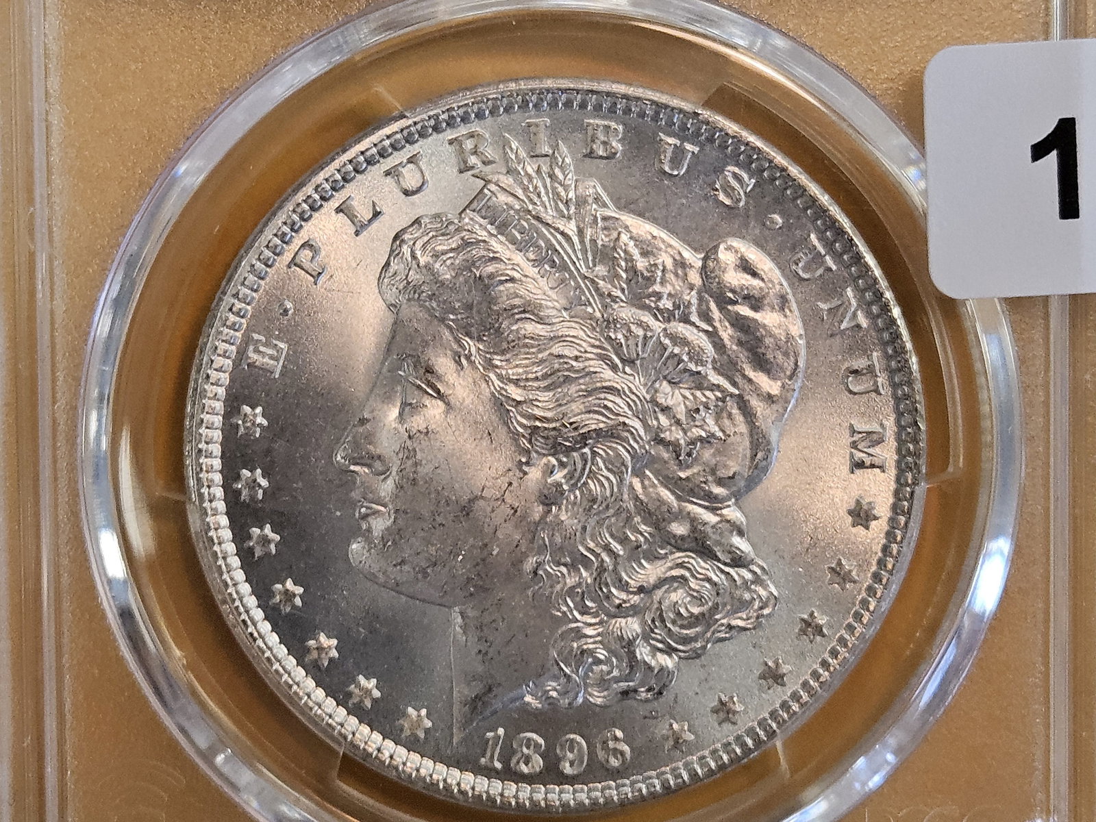 PCGS 1896 Morgan Dollar in Mint State 64: Very nice contrast 
