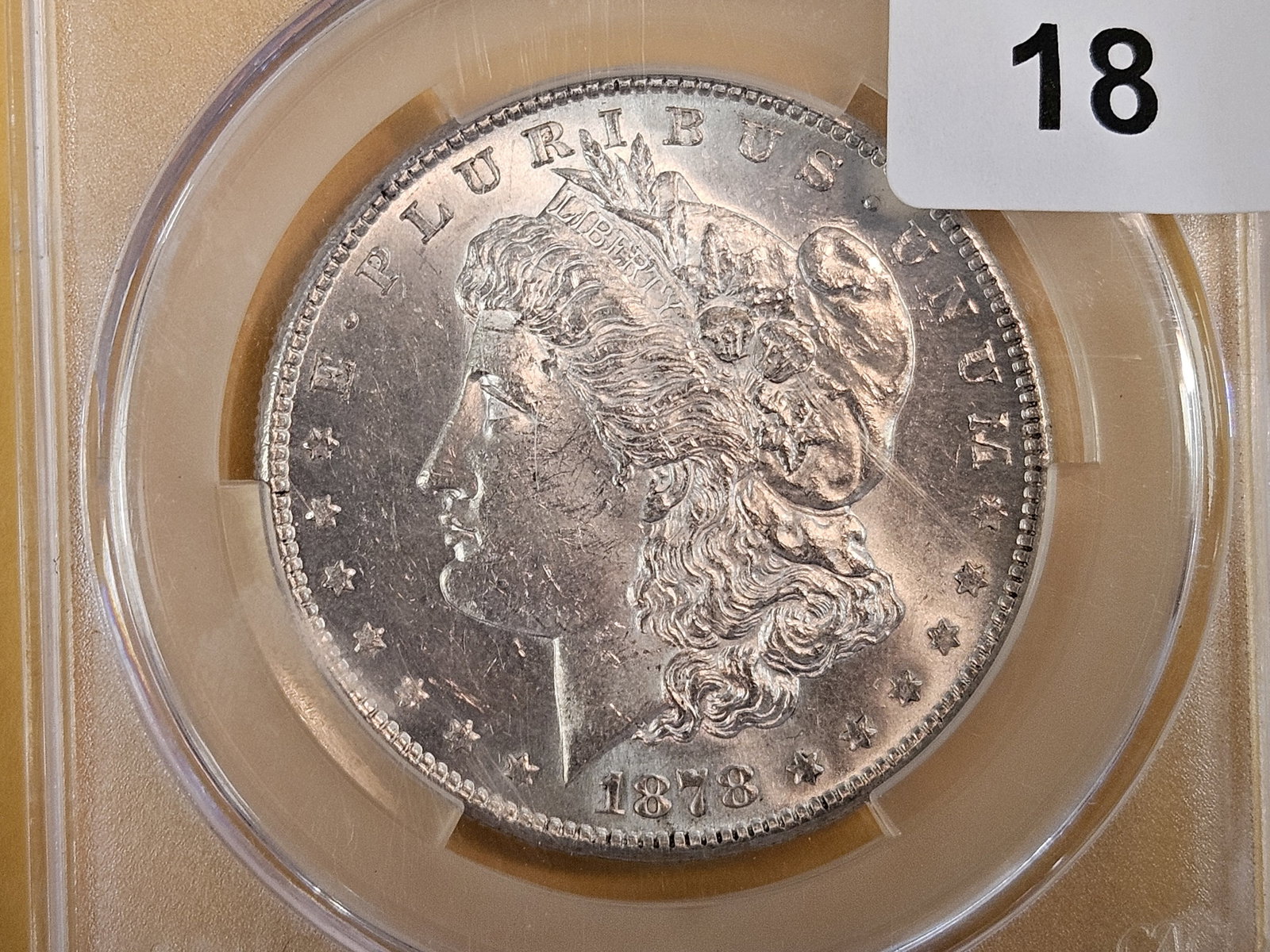 CACG 1878-S Morgan Dollar in Brilliant About Uncirculated - 58 (1 of 4)