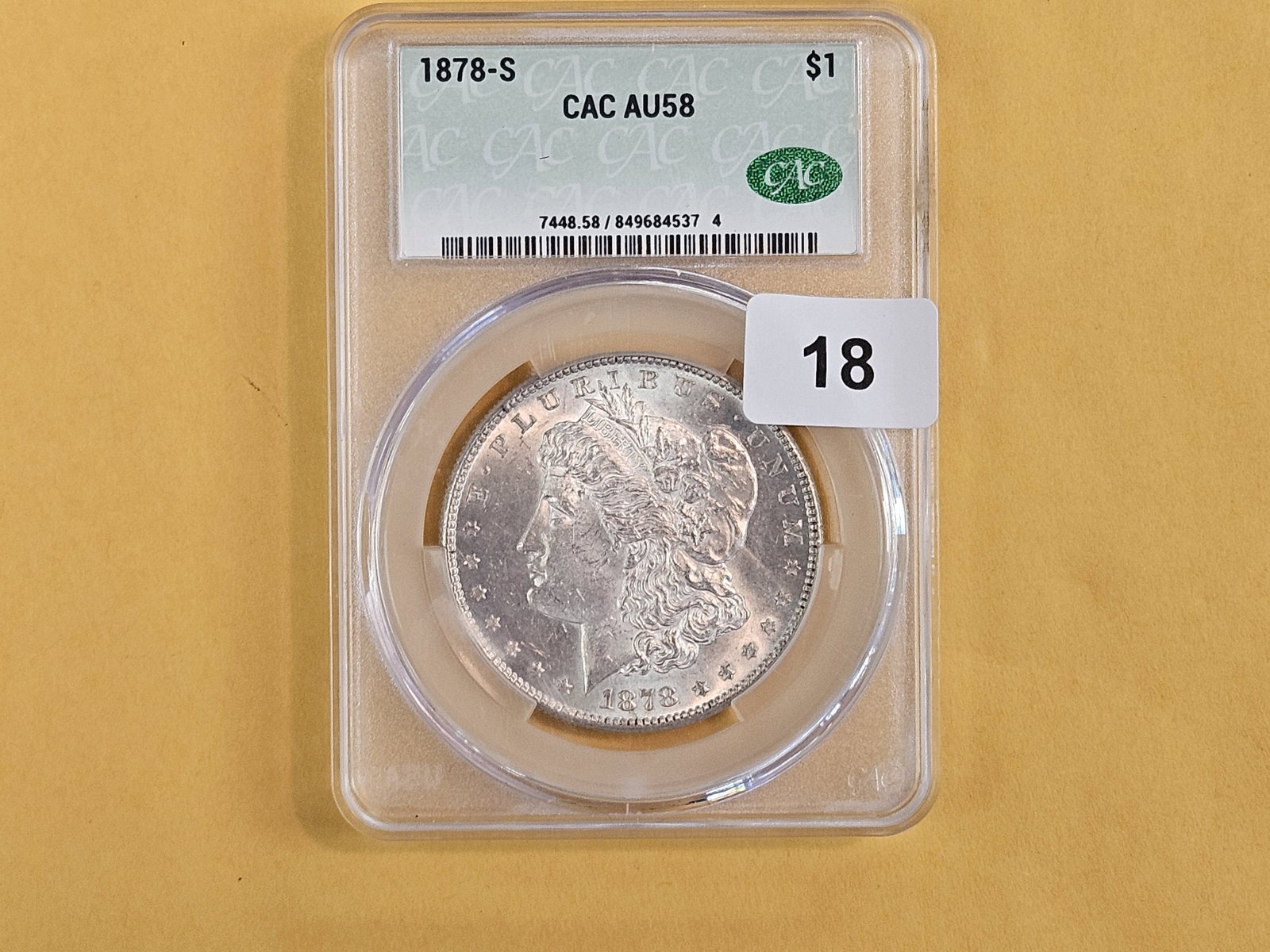 CACG 1878-S Morgan Dollar in Brilliant About Uncirculated - 58 - 2