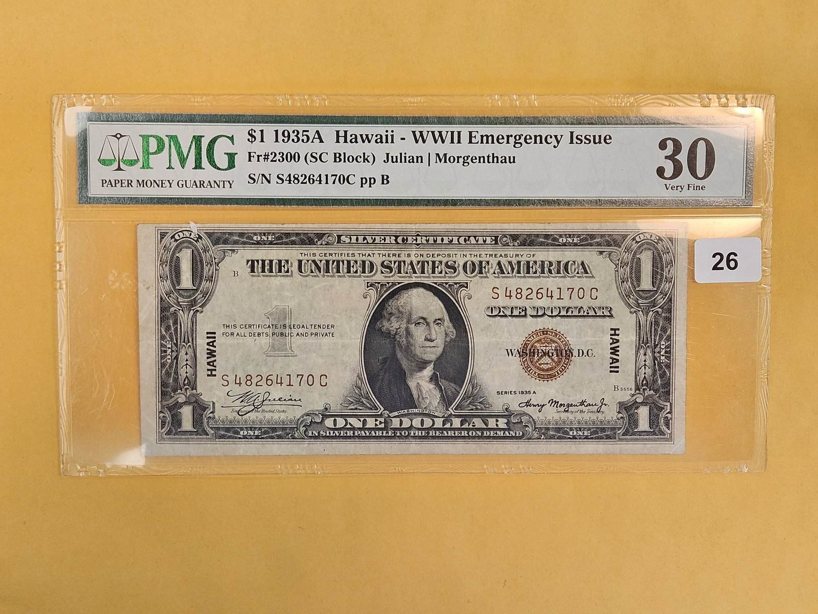 PMG 1935-A One Dollar Silver Certificate HAWAII in Very Fine 30 (1 of 4)