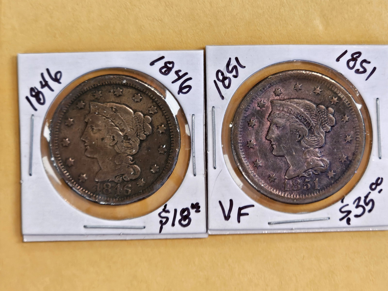 1846 and 1851 Braided Hair Large Cents (1 of 5)
