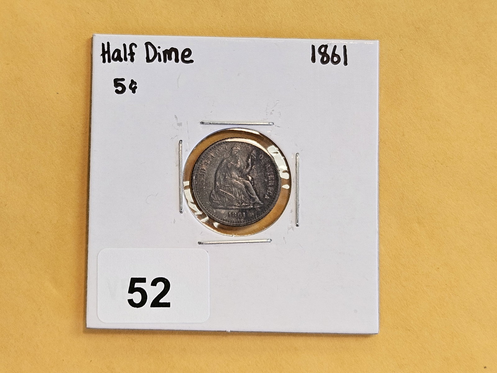 1861 Seated Liberty silver Half-dime in Very Fine - 2