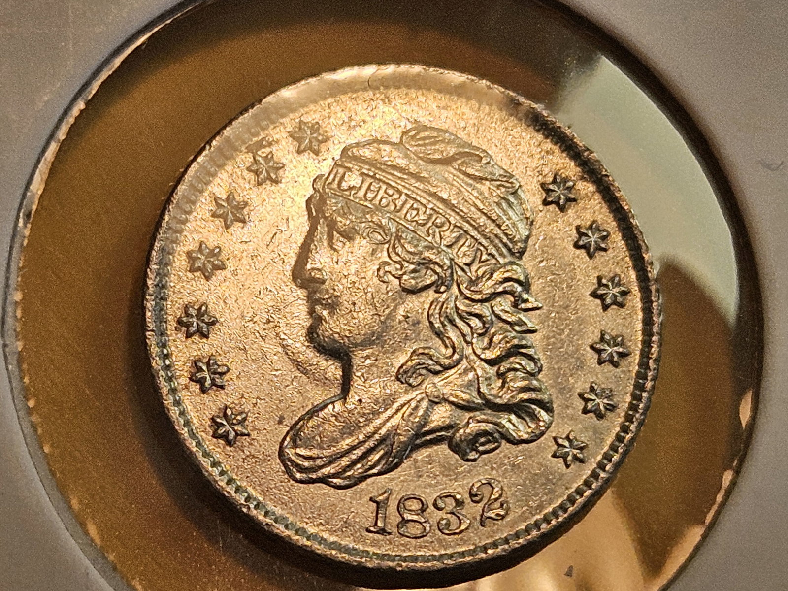 1832 Capped Bust silver Half-Dime in Brilliant About Uncirculated plus - 3