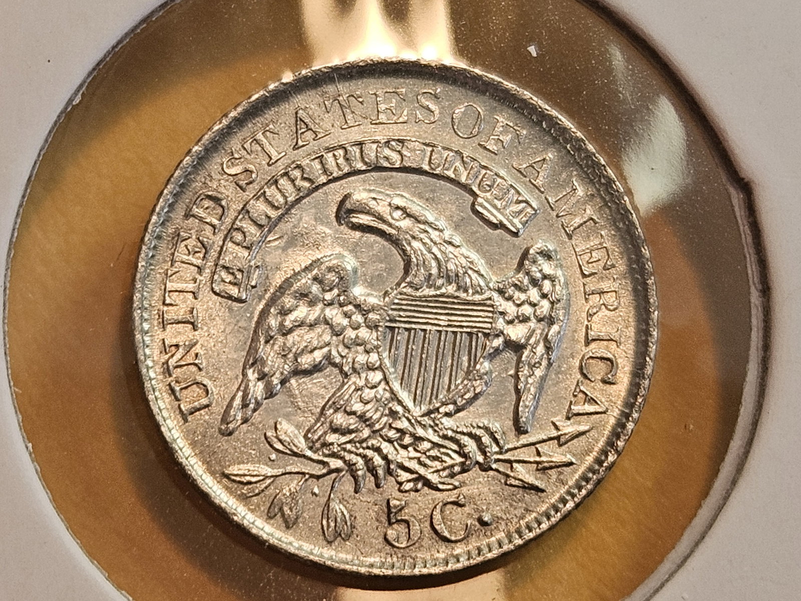 1832 Capped Bust silver Half-Dime in Brilliant About Uncirculated plus - 7