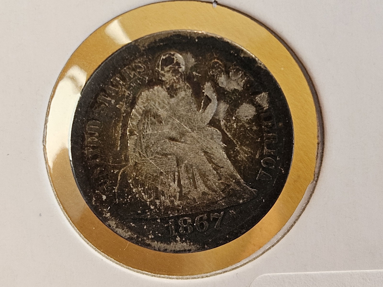 * KEY DATE * 1867-S Seated Liberty silver Dime - 3