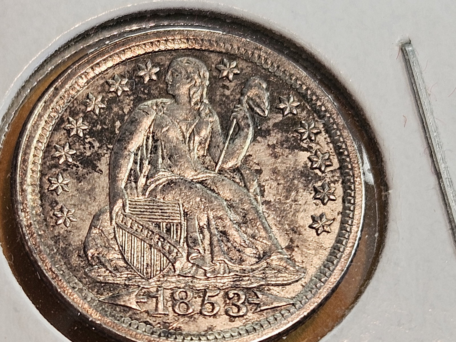 * Better Grade * 1853 with Arrows Seated Liberty silver Dime - 3